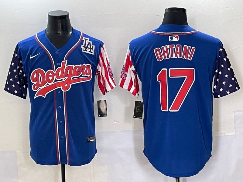 Men 2025 Los Angeles Dodgers #17 Ohtani Blue a generation of national flags Joint Name Nike MLB Jersey style 8->los angeles dodgers->MLB Jersey
